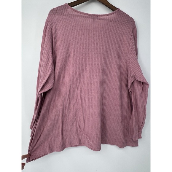 Torrid Pink Waffle Knit Top Plus 3X Lace Accents Boho Coquette Cottagecore Flaw - Picture 10 of 11